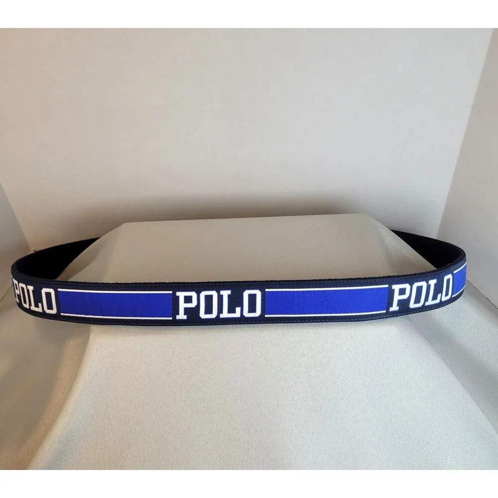 Polo Ralph Lauren Size XL Navy Blue Belt Polo Lettering Polyester Leather Trim